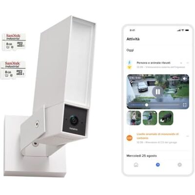 Netatmo Videocamera di Sorveglianza Esterna, Wi-Fi 5 GHz, risoluzione 2K HDR, rilevamento intelligente di persone, veicoli e animali, proiettore LED 12 W, sirena 105 dB Bianca, Modello NOC-2-AMZ Netatmo Videocamera di Sorveglianza Esterna, Wi-Fi 5 GHz, risoluzione 2K HDR, rilevamento intelligente di persone, veicoli e animali, proiettore LED 12 W, sirena 105 dB Bianca, Modello NOC-2-AMZ