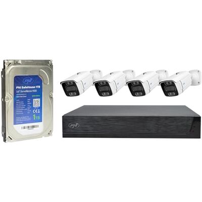 PNI Kit di videosorveglianza IPMAX POE 3LR, NVR con 4 porte POE con 4 telecamere IP da 3 MP, esterno e HDD SafeHouse da 1 TB incluso PNI Kit di videosorveglianza IPMAX POE 3LR, NVR con 4 porte POE con 4 telecamere IP da 3 MP, esterno e HDD SafeHouse da 1 TB incluso