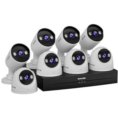Tenda Kit di Telecamere di Sorveglianza PoE per Esterno, 8 Telecamere CCTV 4MP da Esterno + NVR, Supporta HDD fino a 10 TB (HDD non Incluso), Videosorveglianza 24/7, Rilevamento Persone IA Tenda Kit di Telecamere di Sorveglianza PoE per Esterno, 8 Telecamere CCTV 4MP da Esterno + NVR, Supporta HDD fino a 10 TB (HDD non Incluso), Videosorveglianza 24/7, Rilevamento Persone IA