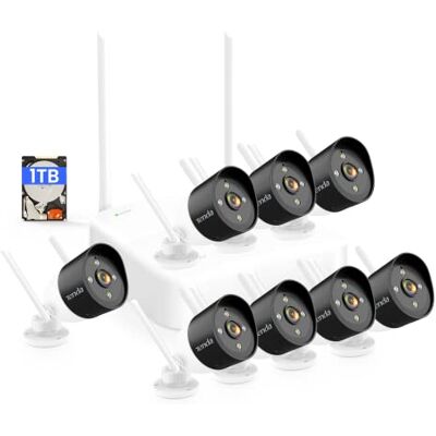 Tenda Kit Videosorveglianza WiFi, 8X 2K Telecamere da Esterno e 8CH NVR (fino a 10TB) con 1TB HDD, Visione Notturna a Colori, Rilevamento del Movimento e Persona, H.265, Accesso Remoto, K8W-3TC-1T Tenda Kit Videosorveglianza WiFi, 8X 2K Telecamere da Esterno e 8CH NVR (fino a 10TB) con 1TB HDD, Visione Notturna a Colori, Rilevamento del Movimento e Persona, H.265, Accesso Remoto, K8W-3TC-1T