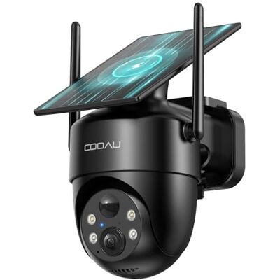 COOAU 2K Telecamera Wi-Fi Esterno Senza Fili, Telecamera Pannello Solare COOAU 2K Telecamera Wi-Fi Esterno Senza Fili, Telecamera Pannello Solare