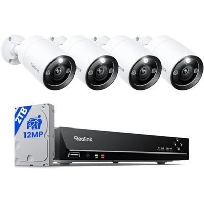 Reolink 12MP Kit Videosorveglianza PoE, NVR 8CH 2TB e 4X Telecamera Esterno Interno con Faretto, Rilevamento di Persona/Veicolo/Pet, Audio Bidirezionale, Sistema Espandibile a 16TB, RLK8-1200B4-A Reolink 12MP Kit Videosorveglianza PoE, NVR 8CH 2TB e 4X Telecamera Esterno Interno con Faretto, Rilevamento di Persona/Veicolo/Pet, Audio Bidirezionale, Sistema Espandibile a 16TB, RLK8-1200B4-A