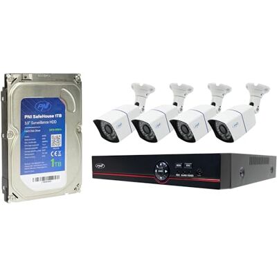 PNI Kit di videosorveglianza AHD House PTZ1500 con 4 telecamere esterne da 5 MP e SafeHouse da 1 TB inclusi PNI Kit di videosorveglianza AHD House PTZ1500 con 4 telecamere esterne da 5 MP e SafeHouse da 1 TB inclusi