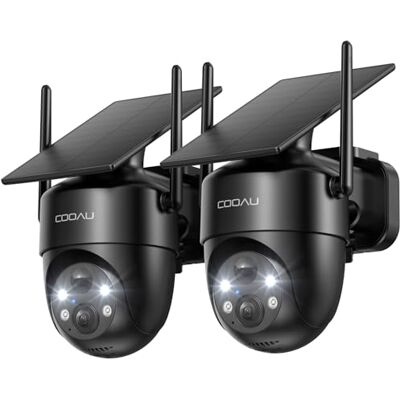 COOAU 2K Telecamera Wi-Fi Esterno Senza Fili, Telecamera Pannello Solare COOAU 2K Telecamera Wi-Fi Esterno Senza Fili, Telecamera Pannello Solare