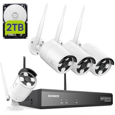 SANNCE 2K Kit Telecamere WiFi Esterno, 4 Telecamere 3MP Wi-Fi 6 4K NVR 10CH 2TB HDD, Telecamera IP Bullet con Rilevazione Umana, Audio a 2 Vie, Visione Notturna, IP66, Supporta Alexa SANNCE 2K Kit Telecamere WiFi Esterno, 4 Telecamere 3MP Wi-Fi 6 4K NVR 10CH 2TB HDD, Telecamera IP Bullet con Rilevazione Umana, Audio a 2 Vie, Visione Notturna, IP66, Supporta Alexa