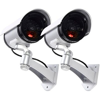 PLANET SHOP Telecamera di sorveglianza finta per esterni Luce LED lampeggiante - Telecamera di sicurezza PLANET SHOP Telecamera di sorveglianza finta per esterni Luce LED lampeggiante - Telecamera di sicurezza