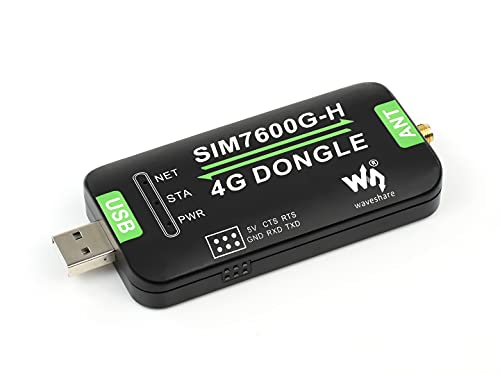 Waveshare SIM7600G-H 4G DONGLE, with Antenna, Compatible with Windows/Linux