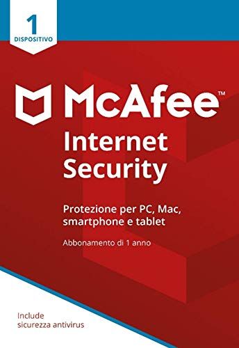 McAfee Internet Security 1 Dispositivo  Abbonamento di 1 anno   PC/Mac/Smartphone/Tablet   Codice di attivazione via posta