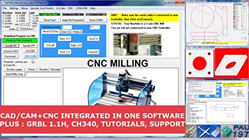 ROUTCAD-ROUTBOT CAD CAM CNC Mill Software for GRBL, CNC 3018, Arduino CNC Shield, A4988 Driver. Design your part, generate the g-code, and run your CNC with a fully integrated Software that includes tutorial videos.