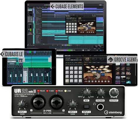 Steinberg UR22mkII Value Edition Interfaccia audio UR22mkII USB 2.0 e pacchetto software completo, accessori per la registrazione (inclusi Cubase Elements, Cubasis LE, Groove Agent 5 Drum Studio)