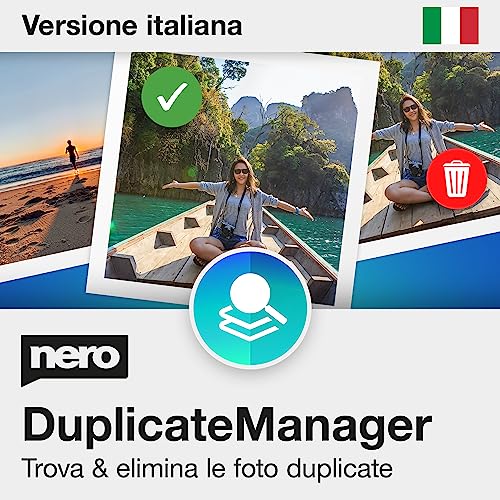 Nero DuplicateManager Photo Trova i duplicati   Pulisce, ordina l'archivio fotografico   Recupera spazio di archiviazione   Più formati di foto   Licenza illimitata   1 PC   Windows 11 / 10 / 8 / 7