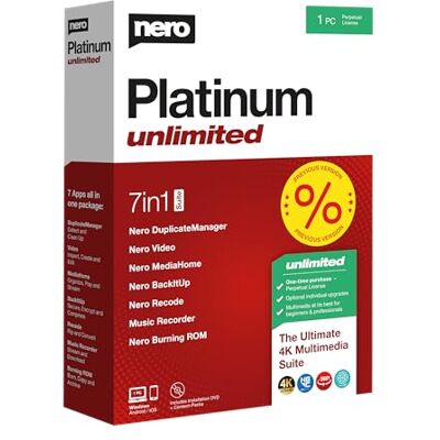 Nero Platinum Unlimited Professional 1 One-time purchase Perpetual License PC Disc Nero Platinum Unlimited Professional 1 One-time purchase Perpetual License PC Disc