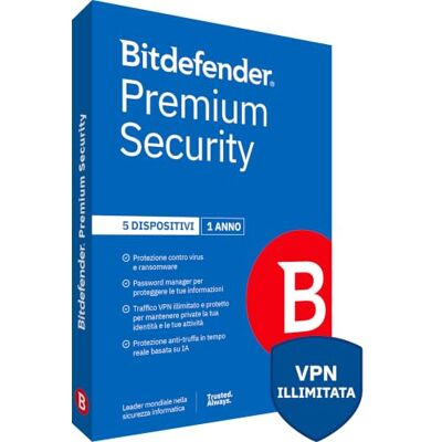 Bitdefender Premium Security Individual 2026 5 dispositivi 1 anno PC/Mac/iOS/Android Codice inviato per posta Bitdefender Premium Security Individual 2026 5 dispositivi 1 anno PC/Mac/iOS/Android Codice inviato per posta
