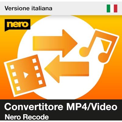 Nero Recode Convertitore Audio e Video MP3 Converter MP4 Converter Da DVD a MP4 Formati: MP4, AVI, MOV, MP3, WAV, FLAC Licenza a vita 1 PC Windows 11/10 Nero Recode Convertitore Audio e Video MP3 Converter MP4 Converter Da DVD a MP4 Formati: MP4, AVI, MOV, MP3, WAV, FLAC Licenza a vita 1 PC Windows 11/10