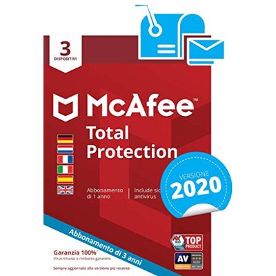 McAfee Total Protection 2020 Edizione Europea 3 Dispositivi Abbonamento di 3 anno PC/Mac/Smartphone/Tablet Codice di attivazione via mail McAfee Total Protection 2020 Edizione Europea 3 Dispositivi Abbonamento di 3 anno PC/Mac/Smartphone/Tablet Codice di attivazione via mail