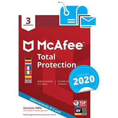 McAfee Total Protection 2020 Edizione Europea 3 Dispositivi Abbonamento di 2 anno PC/Mac/Smartphone/Tablet Codice di attivazione via mail McAfee Total Protection 2020 Edizione Europea 3 Dispositivi Abbonamento di 2 anno PC/Mac/Smartphone/Tablet Codice di attivazione via mail