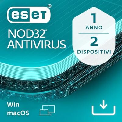 Eset NOD32 2023 Protezione Antivirus e Antispyware 2 Dispositivi Nuova Licenza Full di 1 Anno EAVH-N1-A2-BOX Eset NOD32 2023 Protezione Antivirus e Antispyware 2 Dispositivi Nuova Licenza Full di 1 Anno EAVH-N1-A2-BOX