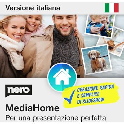 Nero MediaHome Creatore Presentazioni Crea Slideshow con Foto, Video e Musica Modelli e Transizioni Licenza a Vita 1 PC Windows 11 / 10 Nero MediaHome Creatore Presentazioni Crea Slideshow con Foto, Video e Musica Modelli e Transizioni Licenza a Vita 1 PC Windows 11 / 10