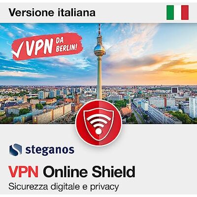 Nero VPN Software Steganos VPN Online Shield Streaming e viaggi senza restrizioni, aggira blocchi geografici, scegli posizione virtuale Server veloci 1 anno per 5 dispositivi Windows e Mac Nero VPN Software Steganos VPN Online Shield Streaming e viaggi senza restrizioni, aggira blocchi geografici, scegli posizione virtuale Server veloci 1 anno per 5 dispositivi Windows e Mac