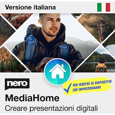 Nero MediaHome Slideshow Viaggi Crea Presentazioni con Foto e Video di Viaggio Musica ed Effetti Licenza a Vita 1 PC Windows 11 / 10 Nero MediaHome Slideshow Viaggi Crea Presentazioni con Foto e Video di Viaggio Musica ed Effetti Licenza a Vita 1 PC Windows 11 / 10