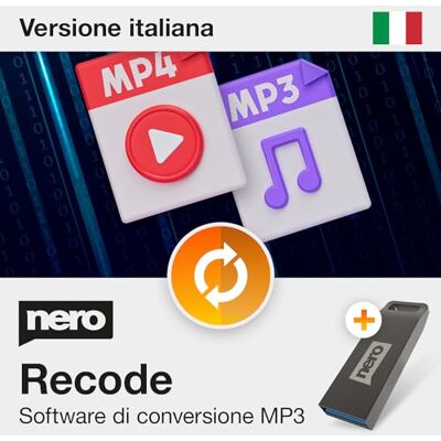 Nero Recode su Chiavetta USB Convertitore MP3 e MP4 Software Audio e Video Converti MP4, AVI, MOV, MP3, WAV, FLAC Da DVD a Digitale Licenza a vita 1 PC Windows 11/10 Nero Recode su Chiavetta USB Convertitore MP3 e MP4 Software Audio e Video Converti MP4, AVI, MOV, MP3, WAV, FLAC Da DVD a Digitale Licenza a vita 1 PC Windows 11/10