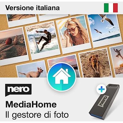 Nero MediaHome Media Manager su USB Organizza Foto, Musica e Video con AI Crea Slideshow e Riproduci Contenuti Licenza a Vita 1 PC Windows 11 / 10 Nero MediaHome Media Manager su USB Organizza Foto, Musica e Video con AI Crea Slideshow e Riproduci Contenuti Licenza a Vita 1 PC Windows 11 / 10