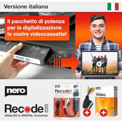Nero VHS to USB Video Grabber Recode Stick – Convertitore Analogico Digitale per VHS, Hi8 e Videocamere Software Video incluso Digitalizza in MP4 PAL/NTSC Windows 11/10 Nero VHS to USB Video Grabber Recode Stick – Convertitore Analogico Digitale per VHS, Hi8 e Videocamere Software Video incluso Digitalizza in MP4 PAL/NTSC Windows 11/10