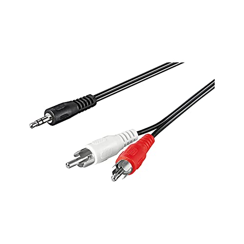 goobay Adattatore Cavo Audio AUX, Jack da 3.5mm a Connettore RCA Stereo, Nero, 5m Lunghezza del Cavo