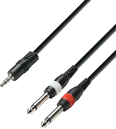 Adam Hall ah Cables K3 YWPP 0100 Cavo audio, da jack stereo da 3,5 mm a 2 jack mono da 6,3 mm, lunghezza 1 m