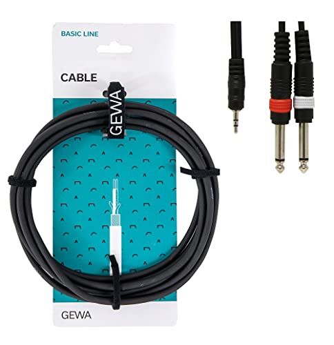 Gewa Cavo a Y Basic Line 6 m, nero, 1x jack stereo 3,5 mm 2x jack mono 6,3 mm,