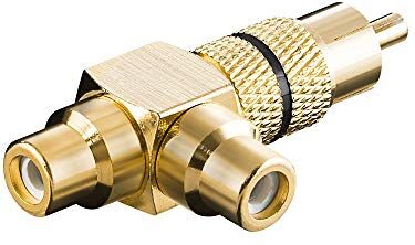 Goobay 11387 Adattatore RCA a Y, Connettore a 2 Prese, Struttura in Oro, Nero