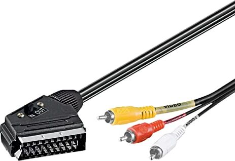 goobay 50365 Cavo Adattatore, SCART a Composito Audio Video, IN/OUT, Nero, 3m Lunghezza del Cavo