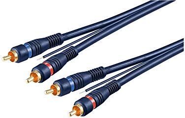 goobay 50175 Cavo di Collegamento Stereo HiFi per Auto RCA, a Doppia Schermatura, Blu, 5m Lunghezza del Cavo