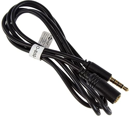 goobay Prolunga Audio e Cuffie AUX, 4 Pin da 3.5mm Slim, CU, Nero, 1m Lunghezza del Cavo