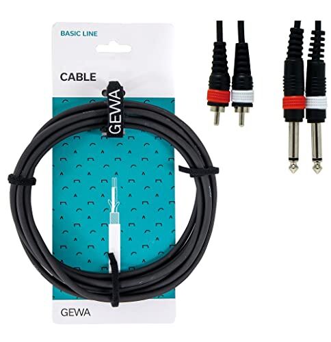 Gewa Twinkabel Basic Line 3m, nero, 2x 6,3 mm mono jack 2x cinch,