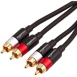 Amazon Basics 2 cavi audio RCA per amplificatori, diffusori attivi o subwoofer, con connettori placcati oro, 4.57 m, nero Amazon Basics 2 cavi audio RCA per amplificatori, diffusori attivi o subwoofer, con connettori placcati oro, 4.57 m, nero
