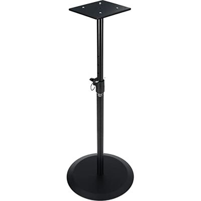 K&M Base per monitor nera, in acciaio supporto regolabile in altezza per monito con raccordo filettto e base rotonda K&M Base per monitor nera, in acciaio supporto regolabile in altezza per monito con raccordo filettto e base rotonda