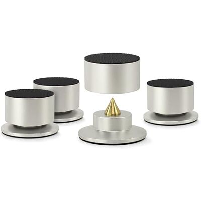 Dynavox BA-4 Highend Absorber Set di 4 altoparlanti regolabili in altezza con punte in ottone, attenuazione della risonanza per scatole e dispositivi HiFi, alloggiamento in alluminio, argento Dynavox BA-4 Highend Absorber Set di 4 altoparlanti regolabili in altezza con punte in ottone, attenuazione della risonanza per scatole e dispositivi HiFi, alloggiamento in alluminio, argento
