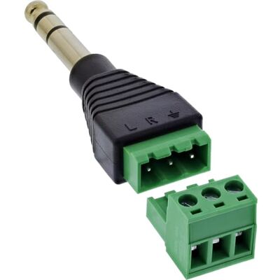 InLine 92504L Connettore jack stereo da 6,35 mm, adattatore a 3 poli, senza saldatura, morsetto a vite audio per progetti fai da te e studio audio InLine 92504L Connettore jack stereo da 6,35 mm, adattatore a 3 poli, senza saldatura, morsetto a vite audio per progetti fai da te e studio audio