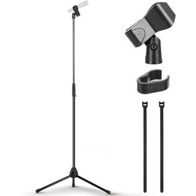 Pyle Asta Microfono Regolabile da 100 a 168 cm, Supporto Microfono da Pavimento Pieghevole con Clip Cavo, Piedini Antiscivolo, Adattatore 15,88 mm Pyle Asta Microfono Regolabile da 100 a 168 cm, Supporto Microfono da Pavimento Pieghevole con Clip Cavo, Piedini Antiscivolo, Adattatore 15,88 mm