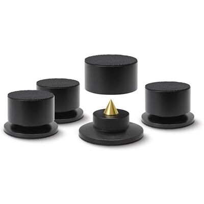 Dynavox BA-4 Highend Absorber Set di 4 altoparlanti regolabili in altezza con punte in ottone, attenuazione della risonanza per scatole e dispositivi HiFi, alloggiamento in alluminio, nero Dynavox BA-4 Highend Absorber Set di 4 altoparlanti regolabili in altezza con punte in ottone, attenuazione della risonanza per scatole e dispositivi HiFi, alloggiamento in alluminio, nero