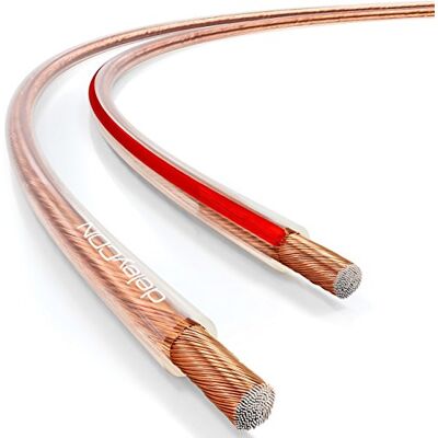 deleyCON 100m Cavo per Altoparlanti 2x 2,5mm² Cavo Box Alluminio Rivestito in Rame CCA 2x50x0,25mm Treccia Marcatura di Polarità Trasparente deleyCON 100m Cavo per Altoparlanti 2x 2,5mm² Cavo Box Alluminio Rivestito in Rame CCA 2x50x0,25mm Treccia Marcatura di Polarità Trasparente