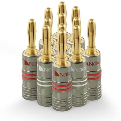 Nakamichi Serie Ultimate 24k Placcato Oro Rame Berillio-Rosso Spina A Banana 12-18 AWG 4mm Calibro per Altoparlante Amplificatore Hi-Fi Stereo Audio Connettore del Cavo 12 pezzi (6 paia) Nakamichi Serie Ultimate 24k Placcato Oro Rame Berillio-Rosso Spina A Banana 12-18 AWG 4mm Calibro per Altoparlante Amplificatore Hi-Fi Stereo Audio Connettore del Cavo 12 pezzi (6 paia)