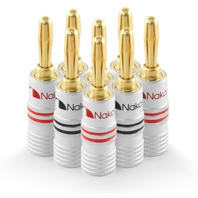 Nakamichi connettori a banana 12 AWG 18 AWG 4 mm placcati in oro 24 K adattatore spina a banana per altoparlanti cablati, piastra a parete e amplificatore per altoparlanti HiFi 8 pezzi (4 paia) Nakamichi connettori a banana 12 AWG 18 AWG 4 mm placcati in oro 24 K adattatore spina a banana per altoparlanti cablati, piastra a parete e amplificatore per altoparlanti HiFi 8 pezzi (4 paia)