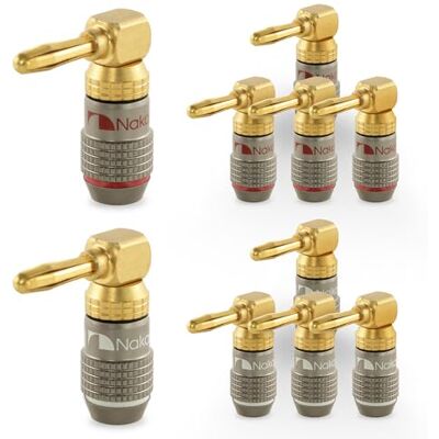 Nakamichi FanLock Excel Connettore a angolo retto banana placcato oro 24 carati, 10 AWG 18 AWG spessore 4 mm, per amplificatori di altoparlanti, Home Theatre Connessione rapida, 10 pezzi (5 paia) Nakamichi FanLock Excel Connettore a angolo retto banana placcato oro 24 carati, 10 AWG 18 AWG spessore 4 mm, per amplificatori di altoparlanti, Home Theatre Connessione rapida, 10 pezzi (5 paia)