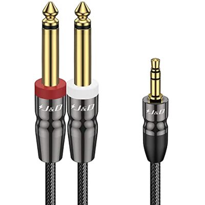 J&D Cavo Aux 3,5 mm Audio a Y Stereo Splitter, Cavo Stereo TRS da 3,5 mm 1/8 di Pollice a Doppio Divisore a Y Maschio Mono da 6,35 mm da 1/4 di Pollice per Amplificatori/Registratore Audio Mixer J&D Cavo Aux 3,5 mm Audio a Y Stereo Splitter, Cavo Stereo TRS da 3,5 mm 1/8 di Pollice a Doppio Divisore a Y Maschio Mono da 6,35 mm da 1/4 di Pollice per Amplificatori/Registratore Audio Mixer