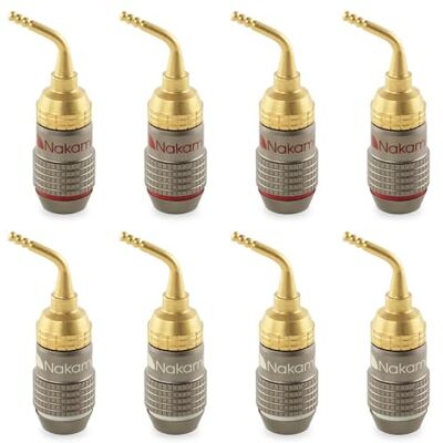 Nakamichi FanLock Excel placcato oro 24 carati 2mm Pin Spine a banana connettore, 10 AWG 18 AWG spessore 4mm, per cavo amplificatori di altoparlanti, Hi-Fi Connessione rapida, 8 pezzi (4 paia) Nakamichi FanLock Excel placcato oro 24 carati 2mm Pin Spine a banana connettore, 10 AWG 18 AWG spessore 4mm, per cavo amplificatori di altoparlanti, Hi-Fi Connessione rapida, 8 pezzi (4 paia)