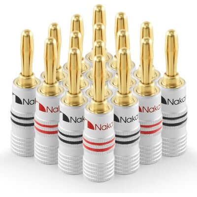 Nakamichi connettori a banana 12 AWG 18 AWG 4 mm placcati in oro 24 K adattatore spina a banana per altoparlanti cablati, piastra a parete e amplificatore per altoparlanti HiFi 16 pezzi (8 paia) Nakamichi connettori a banana 12 AWG 18 AWG 4 mm placcati in oro 24 K adattatore spina a banana per altoparlanti cablati, piastra a parete e amplificatore per altoparlanti HiFi 16 pezzi (8 paia)