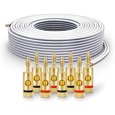 PureLink Cavo per altoparlanti SP061-025 2x2,5 mm² (rame pieno al 99,9% OFC, filo intrecciato da 0,20 mm) Cavo per altoparlanti Hi-Fi, 25 m, bianco, set con 8 spine a banana PureLink Cavo per altoparlanti SP061-025 2x2,5 mm² (rame pieno al 99,9% OFC, filo intrecciato da 0,20 mm) Cavo per altoparlanti Hi-Fi, 25 m, bianco, set con 8 spine a banana