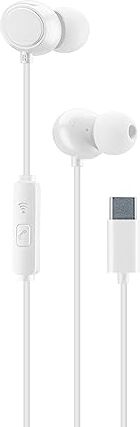 Cellular Line CLOUD IN-EAR   Auricolare Type-C Stereo, Design In-ear e Microfono, Connettore USB-C, Isolamento dal Rumore, Microfono e Tasto di Risposta (Bianco)